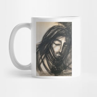 Jesus Christ Face charcoal illustration Mug